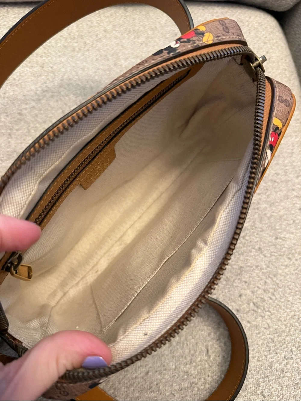 Disney x Gucci Brown GG Canvas Mickey Mouse Crossbody with Tan Trim - Picture 6 of 15